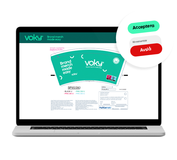 Bärbar dator med skärm för godkännande och justering av korrigeringar av produktkonstverk