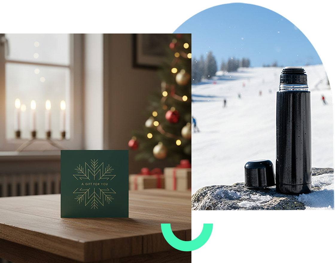 Gåvokort och termos i form