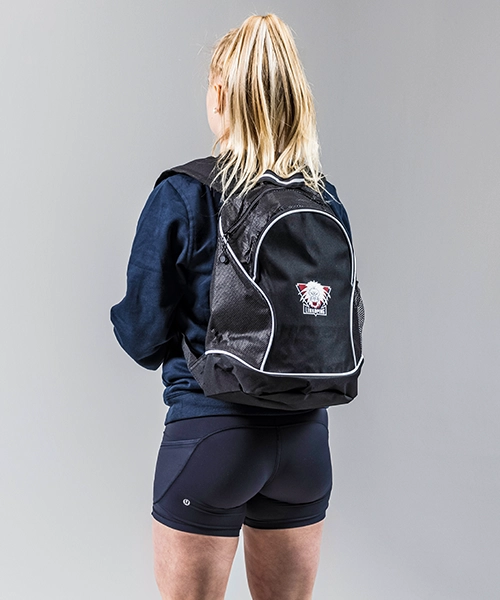 Svart ryggsäck med Linköping Hockey Clubs logotyp